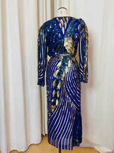 Royal blue purple sequin dress