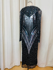 Carina Black and Sliver Sequin Silk Dress