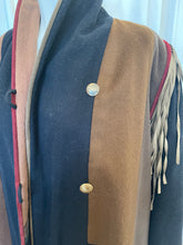 Load image into Gallery viewer, Vintage wool+ suede patchwork fringe coat