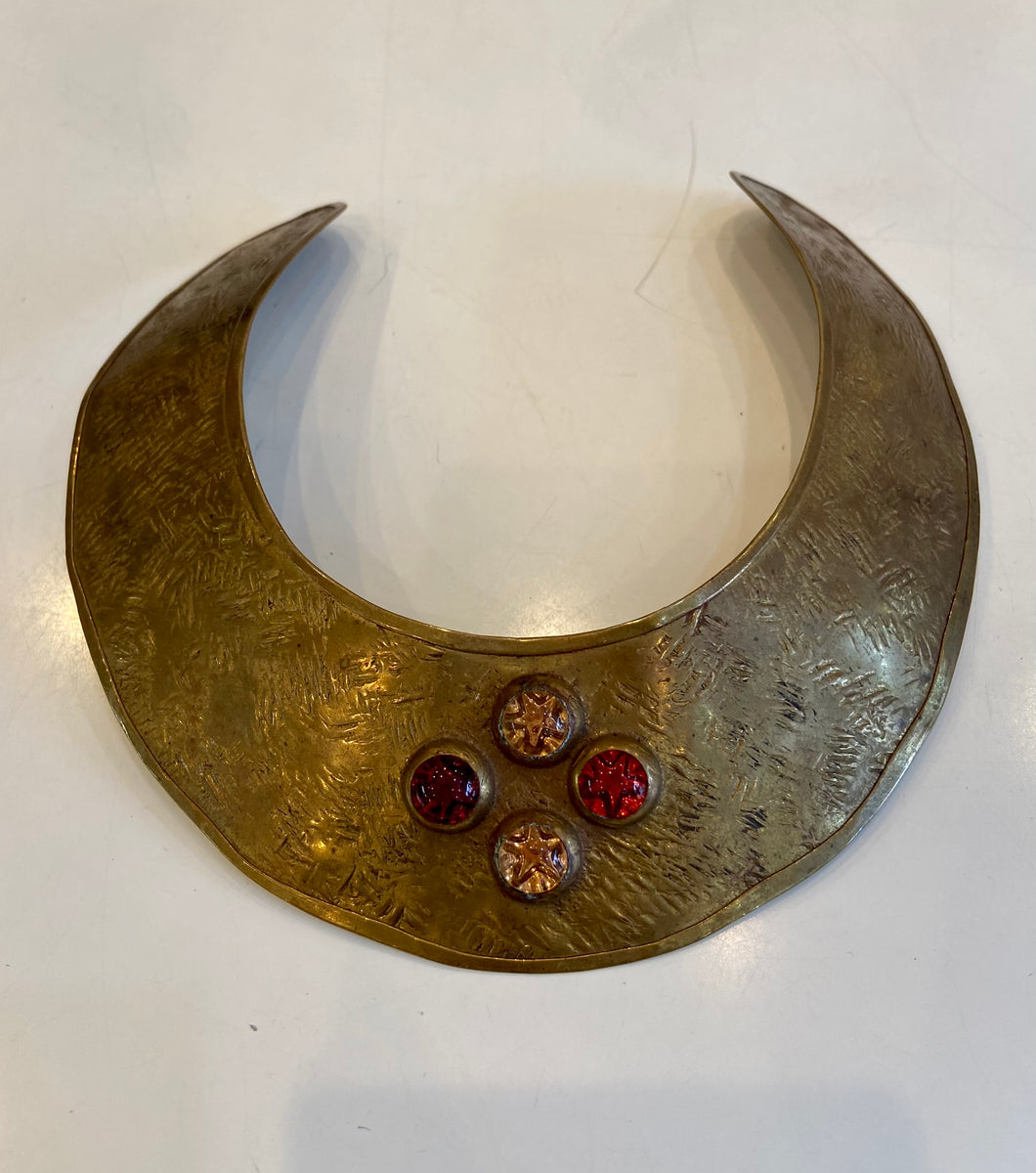 Vintage brass collar necklace with star stones