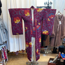 Load image into Gallery viewer, Purple Multicolor Ikat Silk 1960s Kimono