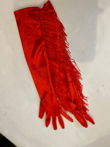 Red fringe gloves