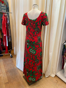 Red and Green Floral Maxi Dress