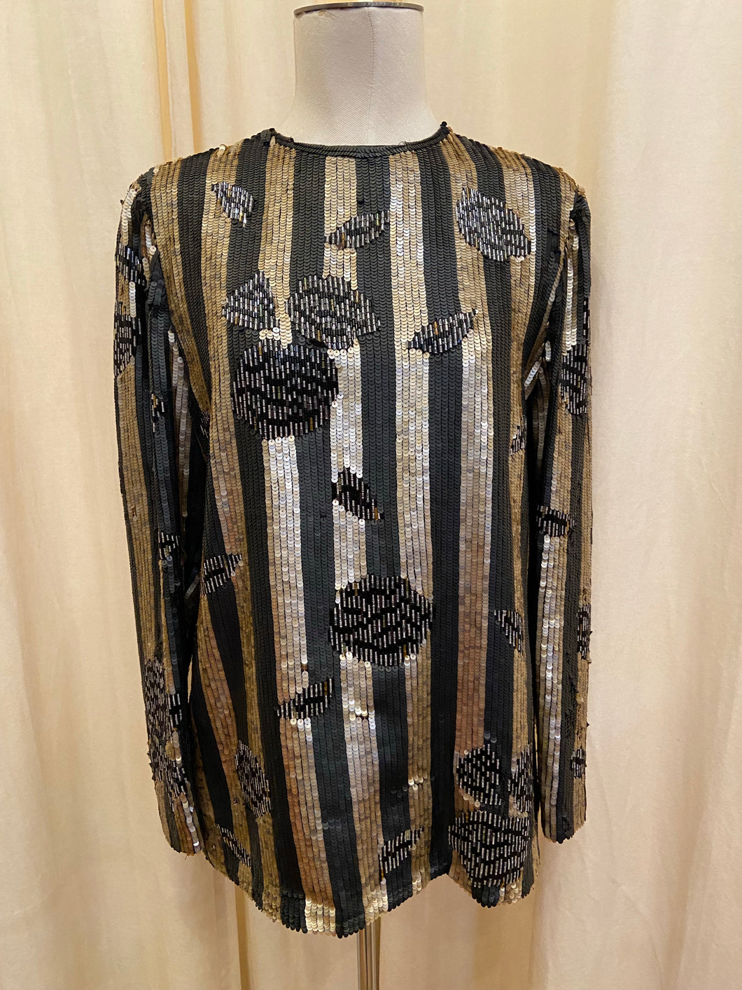 Vintage 50s Bill Blass matte sequin top with beaded accents