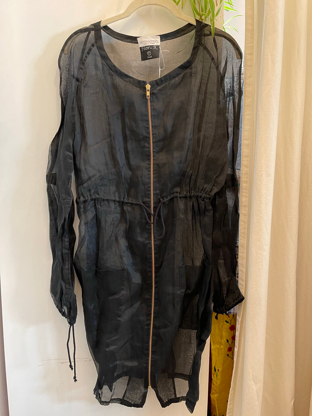 Vintage sheer black zip up jacket