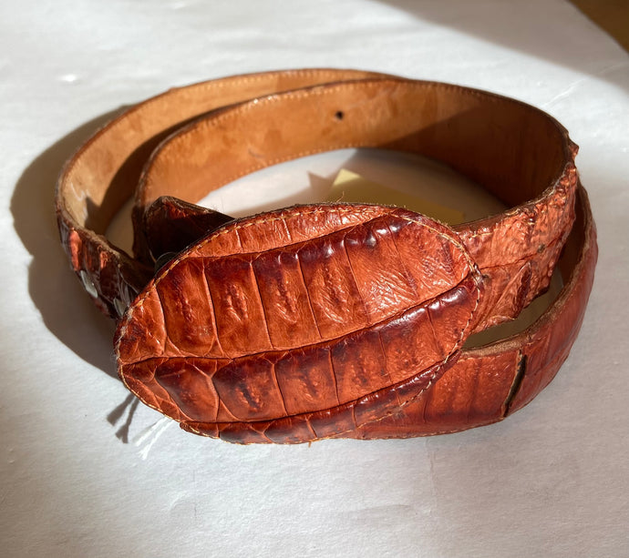 Vintage alligator skin chestnut brown belt