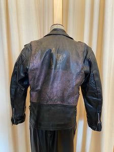 Vintage Genuine Leather motorcycle jacket with lace up detail