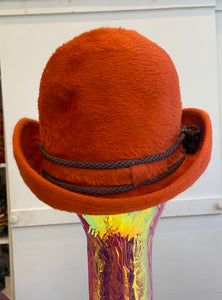 Vintage orange rabbit felt bowler hat