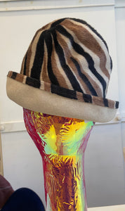 Vintage neutral striped structured hat