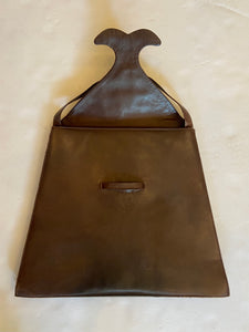 Vintage 60s Jean Patou brown leather structured bag