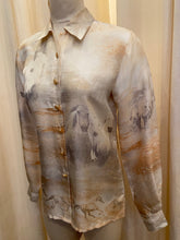 Load image into Gallery viewer, Escada silk horse motif button up shirt