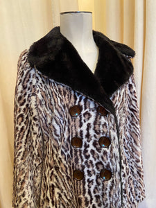 Vintage faux fur cheetah print double breasted coat