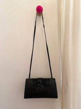 Load image into Gallery viewer, Vintage black woven hard bag with mesh bow