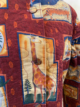 Load image into Gallery viewer, Vintage Maroon Quilted Jacket with Framed Animals