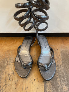 Jean-Michel cazabat Sliver metallic cross over sandals