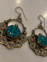 Load image into Gallery viewer, Vintage silver and turquoise dangle earrings