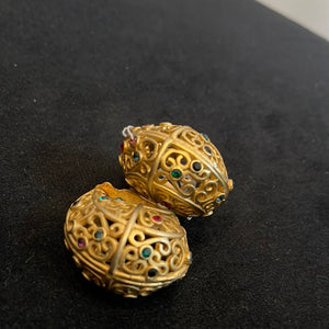 Vintage gold dome clip on earrings