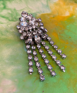 Vintage crystal fringe brooch