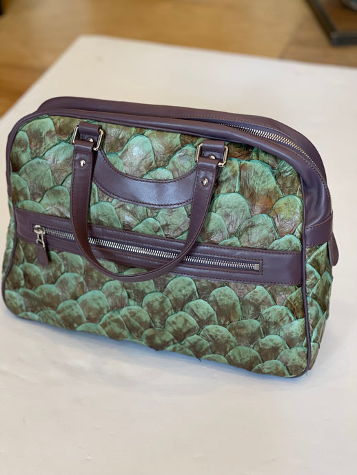 Green and Purple “Scales” Leather Bag