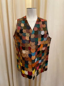 Vintage 70s patchwork leather scales vest