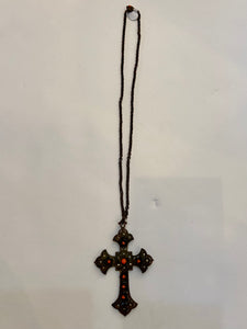 Vintage brass cross necklace