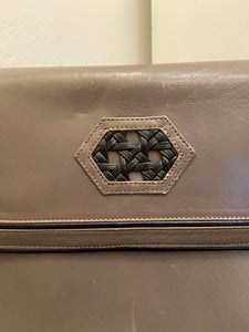 Vintage Barbara Bolan grey leather clutch handbag