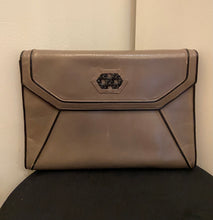 Load image into Gallery viewer, Vintage Barbara Bolan grey leather clutch handbag