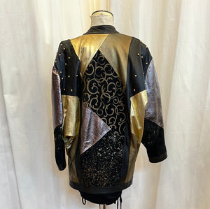 Vintage Cache Black and Gold Leather Jacket