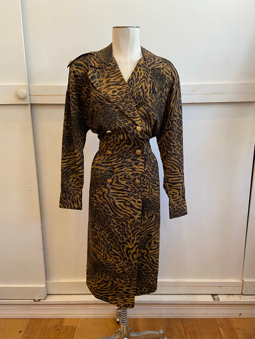 Vintage Leslie Fay double breasted cheetah dress