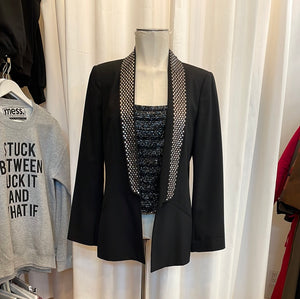 Zara Black Blazer with Metal Detailing on Collar