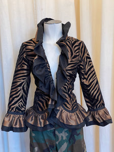 Zebra jacket with black ruffle detail
