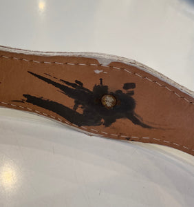 Vintage White leather western “Versace-look” belt with embroidery and horse medallion