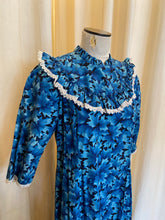 Load image into Gallery viewer, Cottage core prairie dress blue floral