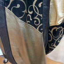 Load image into Gallery viewer, Vintage Cache Black and Gold Leather Jacket