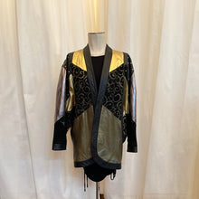 Load image into Gallery viewer, Vintage Cache Black and Gold Leather Jacket