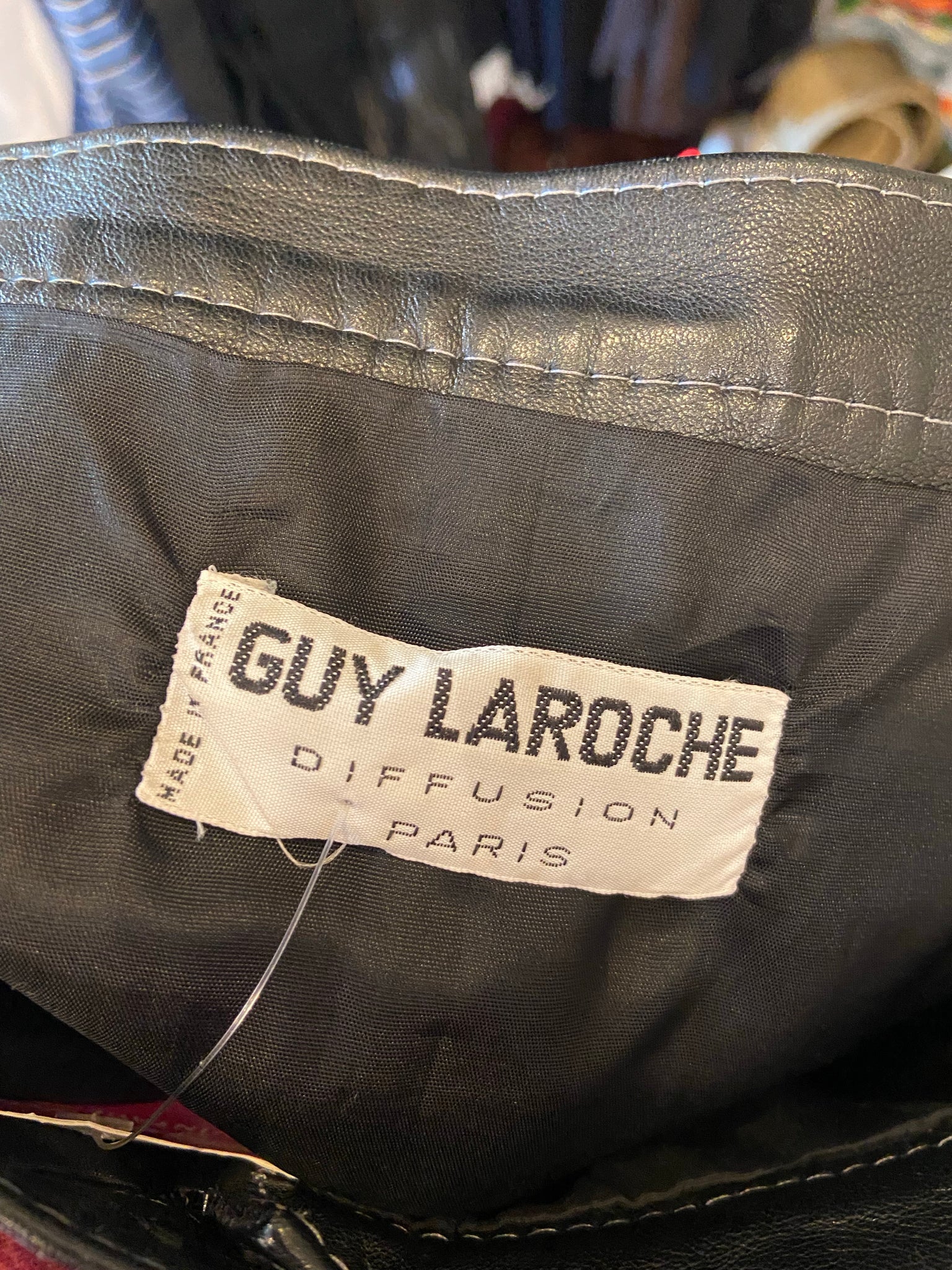 VINTAGE GUY LAROCHE Black Leather Bag Very Good Condition 