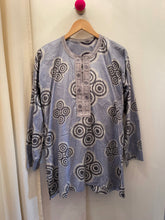 Load image into Gallery viewer, Icey blue African psychedelic kaftan top and pants set