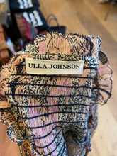 Load image into Gallery viewer, Contemporary Ulla Johnson sheer blouse with orange and pink floral pattern and sleeve ruffle