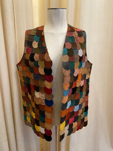 Vintage 70s patchwork leather scales vest