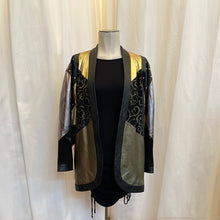 Load image into Gallery viewer, Vintage Cache Black and Gold Leather Jacket
