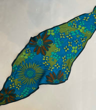 Load image into Gallery viewer, Vintage blue and green floral silk scarf