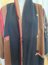 Load image into Gallery viewer, Vintage wool+ suede patchwork fringe coat