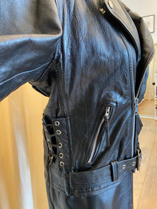Vintage Genuine Leather motorcycle jacket with lace up detail