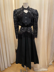 Vintage 80s Lillia Smitty black western style fringe dress