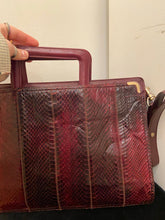 Load image into Gallery viewer, Bordeaux vintage snakeskin clutch attaché