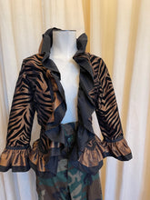 Load image into Gallery viewer, Zebra jacket with black ruffle detail