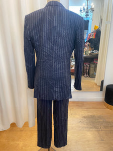 90’s Custom Tailored Navy Blue Pinstripe Suit