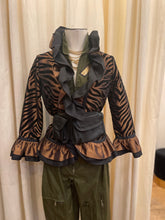 Load image into Gallery viewer, Zebra jacket with black ruffle detail
