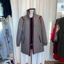 Load image into Gallery viewer, Vintage Mulberry Street Grey Coat w/ Burgundy Trim