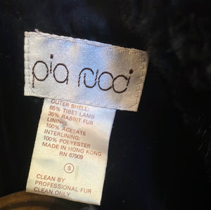 Contemporary Pia Rucci Black Mongolian Lamb & Rabbit Fur Coat